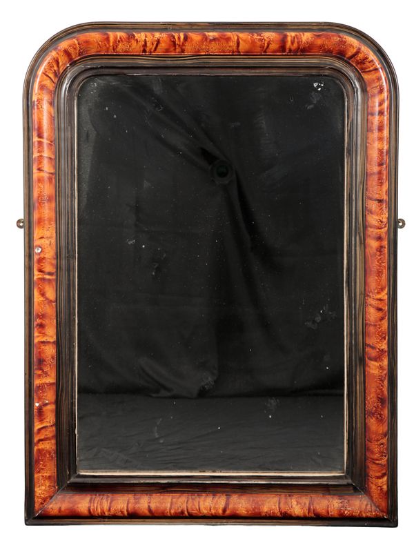 A VICTORIAN FAUX TORTOISESHELL CUSHION MIRROR