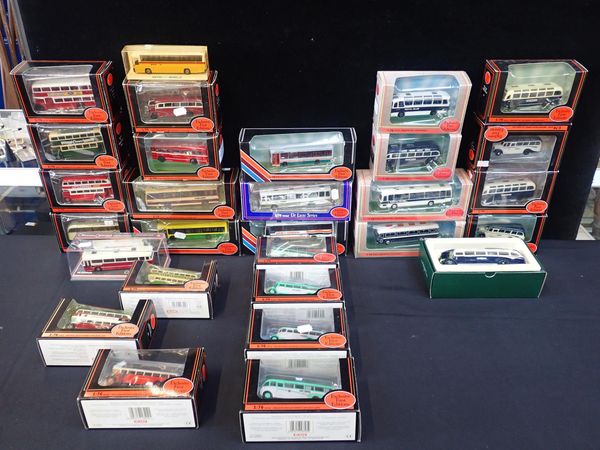 A COLLECTION OF DIE CAST BUSES AND COACHES