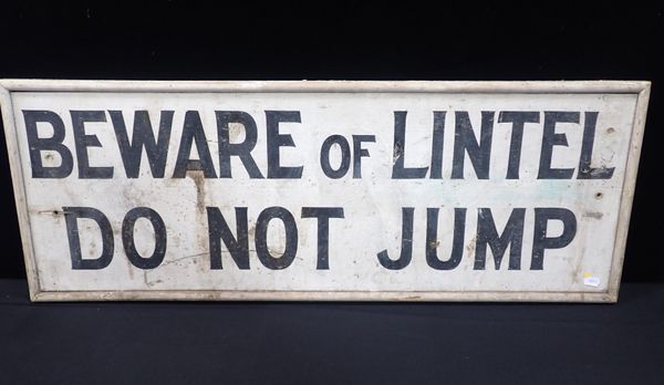 A VINTAGE PAINTED WARNING SIGN