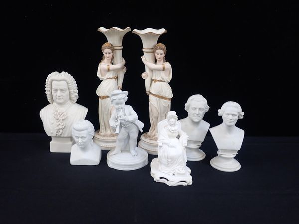 A GROUP OF FOUR PARIAN BUSTS OF COMPOSERS