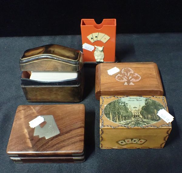 A BEECHWOOD PLAYING CARDS BOX