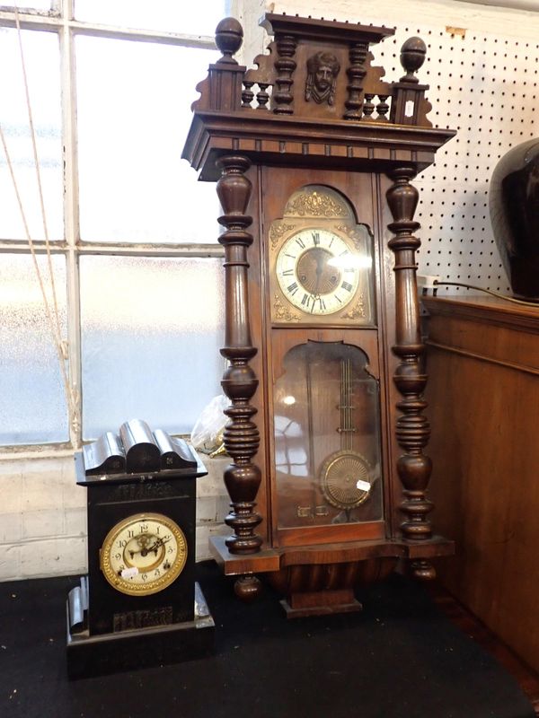 BLACK MARBLE BIEDERMEIER STYLE CLOCK