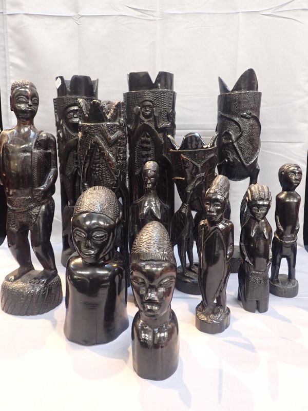 A COLLECTION OF AFRICAN CARVED EBONY