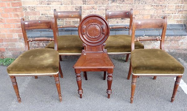 FOUR REGENCY MAHOHANY ROPE-BACK  DINING CHAIRS