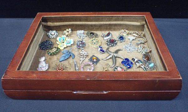 A COLLECTION OF BROOCHES, CASED