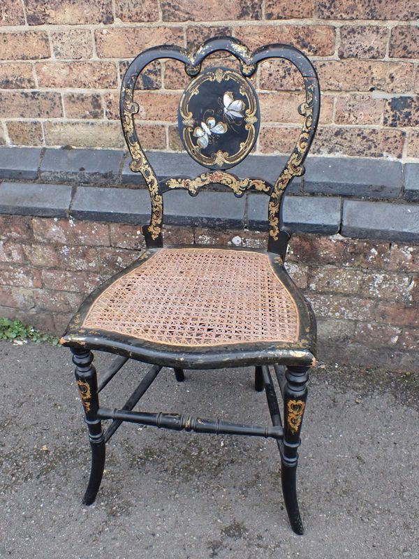 A VICTORIAN JAPANNED OCCASIONAL CHAIR