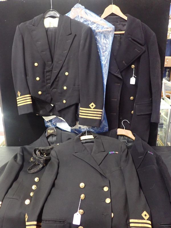 CAPTAIN JOHN WILKINS, ROYAL FLEET AUXILIARY: HIS ROYAL NAVAL BLACK WOOLLEN GREATCOAT BY CROMBIE OF ABERDEEN