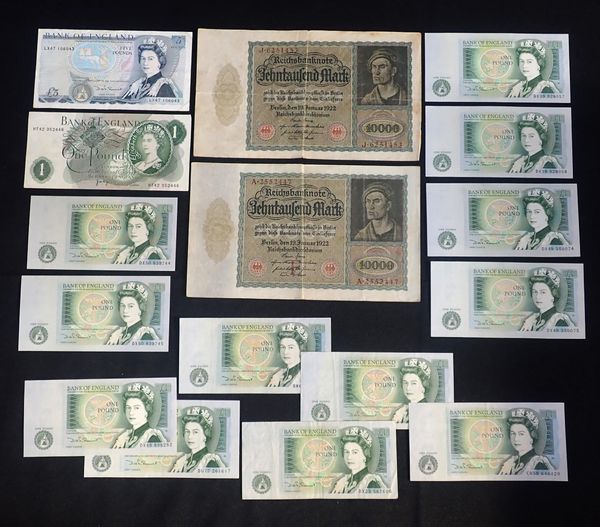 TWO GERMAN 10000 MARK BANK NOTES