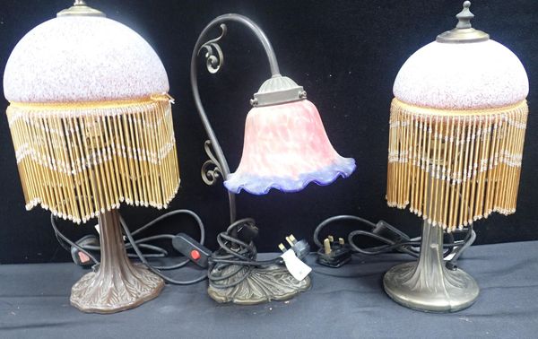 THREE ART NOUVEAU STYLE TABLE LAMPS