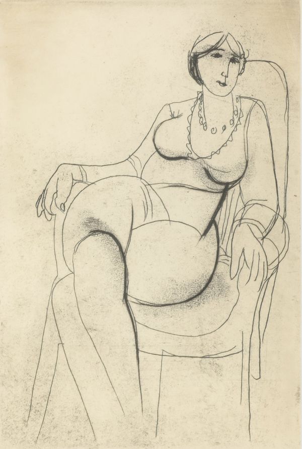 *DOUGLAS PORTWAY (1922-1993) Portrait of a lady sitting on an armchair