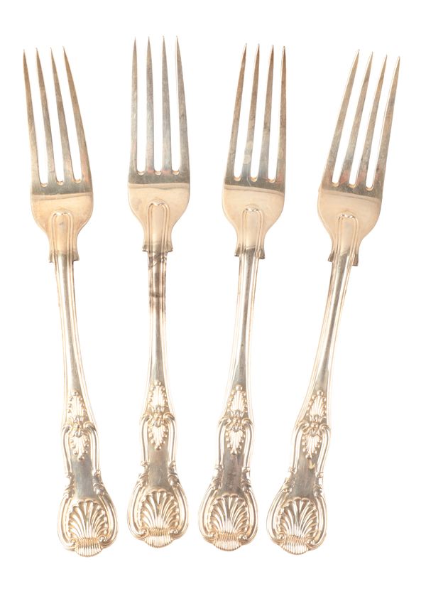 FOUR GEORGE V SILVER KINGS PATTERN TABLE FORKS