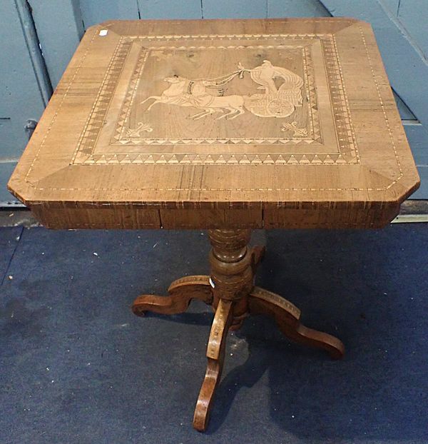 A CONTINENTAL MARQUETRY TOP SQUARE TABLE