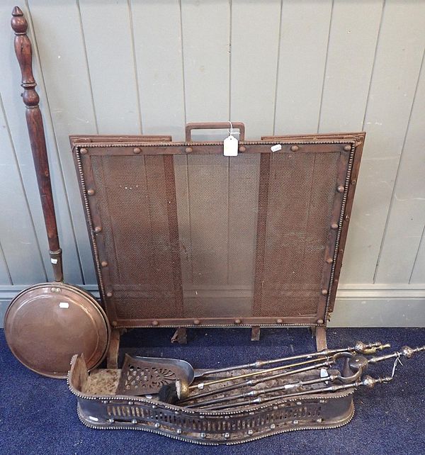 A SET OF 19th CENTURY  STEEL FIRE TOOLS