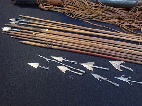 AN AFRICAN LEATHER CYLINDRICAL QUIVER