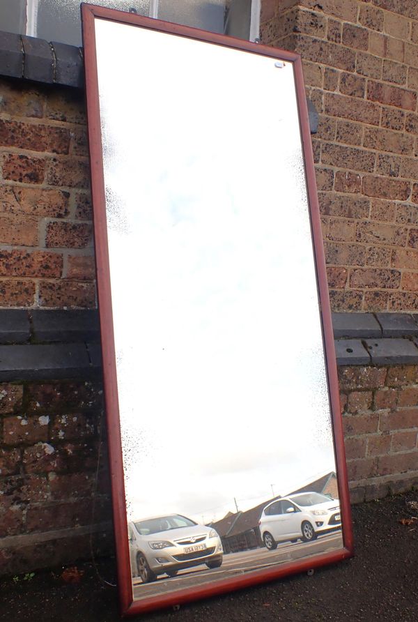 A SHOP STYLE VINTAGE MAHOGANY FRAMED MIRROR