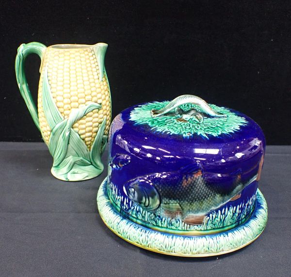 A MID-19TH CENTURY MINTON MAJOLICA CHEESE DOME