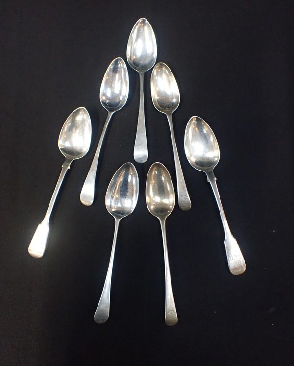 SEVEN GEORGIAN SILVER TABLESPOONS