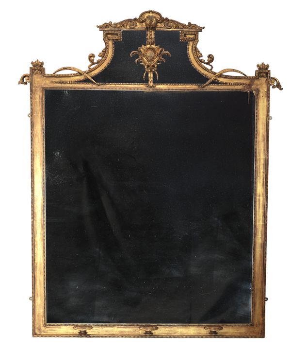 A GILTWOOD OVERMANTEL MIRROR