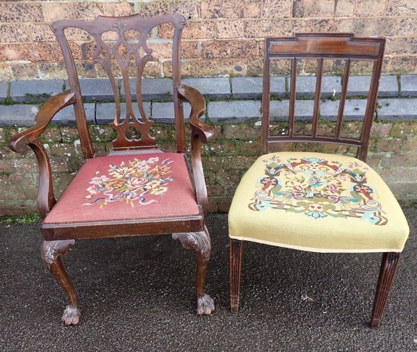 A CHIPPENDALE REVIVAL ELBOW CHAIR