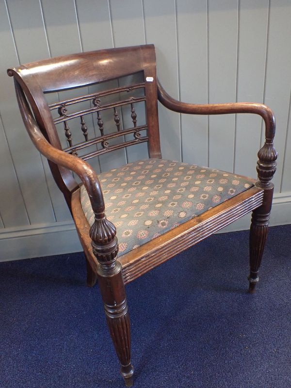 AN ANGLO-INDIAN ARMCHAIR, OF REGENCY DESIGN