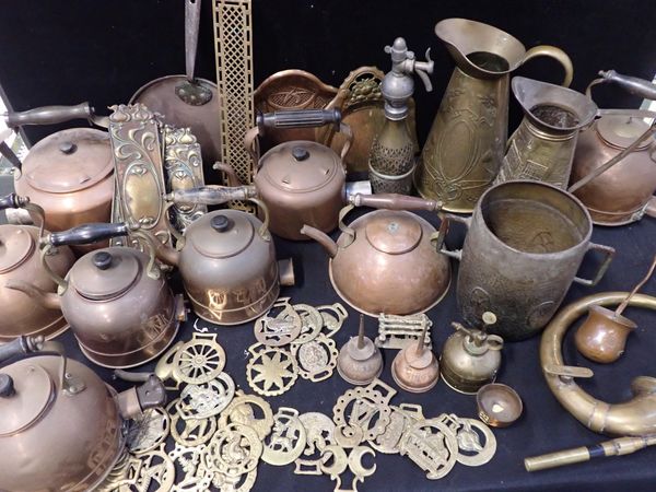 A QUANTITY OF COPPER AND BRASS WARE