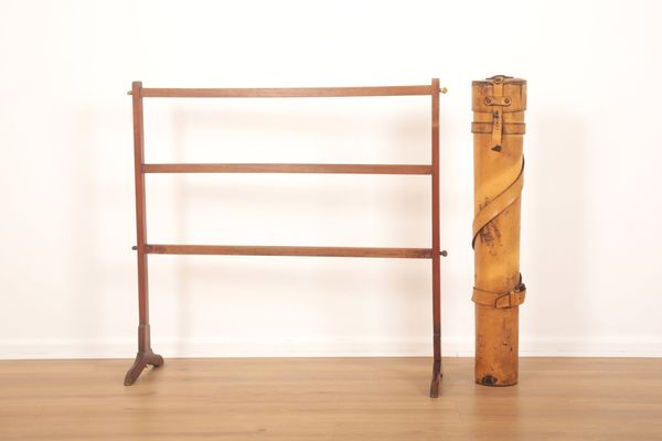 A LATE VICTORIAN MAHOGANY THREE RAIL CAMPAIGN TOWEL AIRER