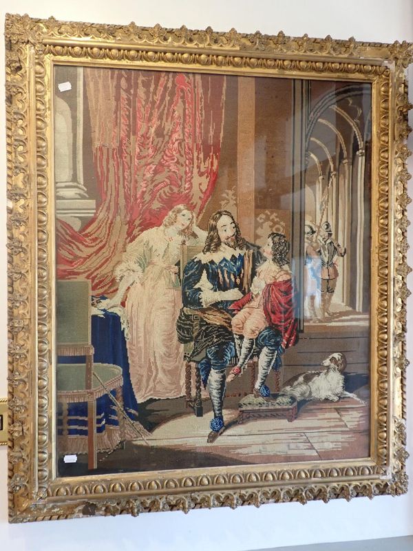 A LARGE VICTORIAN WOOL WORK PICTURE