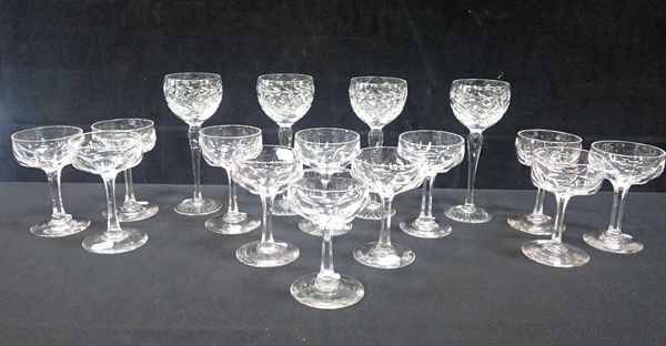 A SET OF VICTORIAN CUT GLASS CHAMPAGNE COUPES