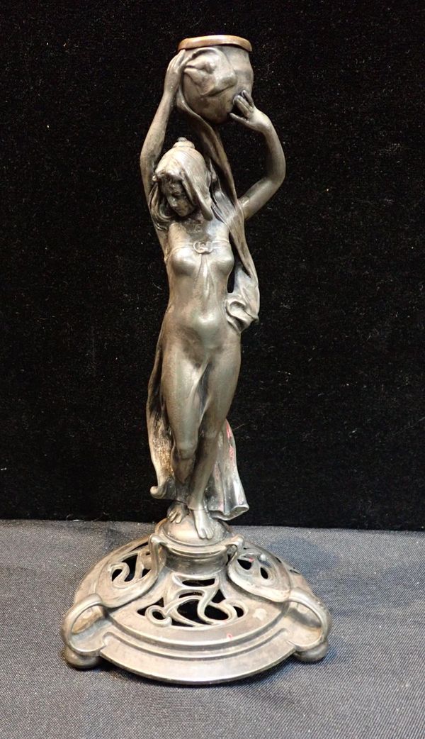 AN ART NOUVEAU CANDLESTICK BY WMF