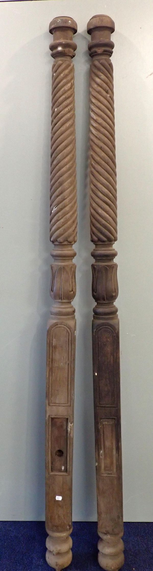 A PAIR OF REGENCY MAHOGANY BEDPOSTS