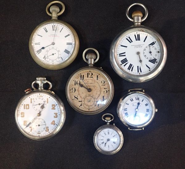 P.H. JEWELL OF DORCHESTER NICKEL PLATED OPEN FACE POCKET WATCH