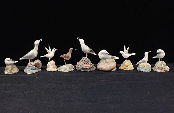 A SERIES OF PAINTED SEA BIRD FIGURES