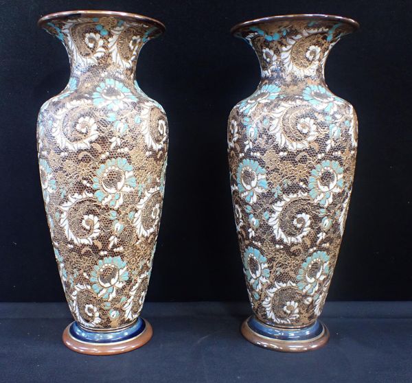 A PAIR OF DOULTON SLATER'S PATENT VASES