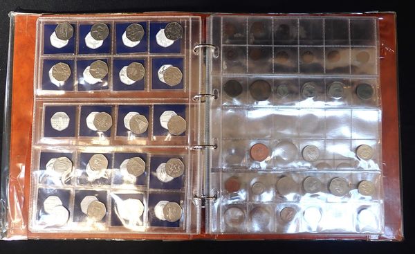 A COIN ALBUM CONTAINING VARIOUS 50p COINS