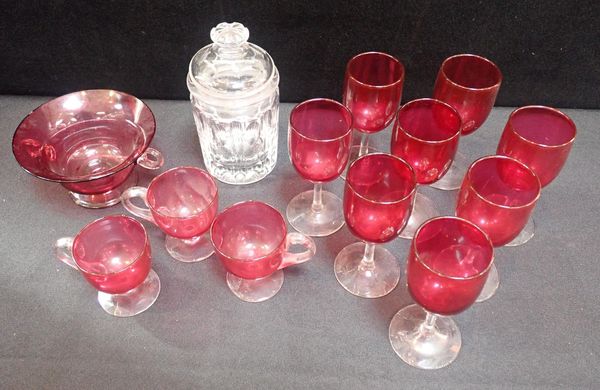 A SET OF CRANBERRY WINE GLASSES