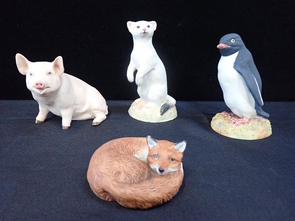 FOUR JOHN AYNSLEY BISQUE ANIMALS