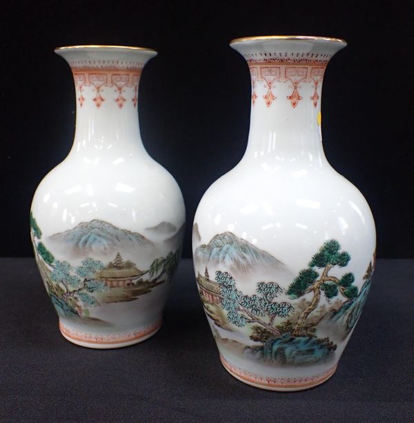 A PAIR OF CHINESE VASES, PAINTED IN ENAMELS