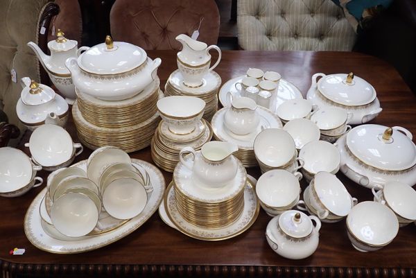 A ROYAL DOULTON BONE CHINA 'GOLD LACE' DINNER SERVICE AND ROYAL DOULTON 'BELMONT' PART-TEA SERVICE