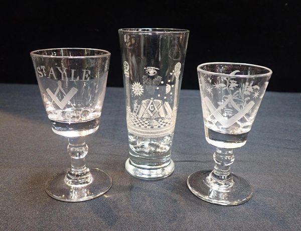 THREE 19th CENTURY MASONIC GLASSES