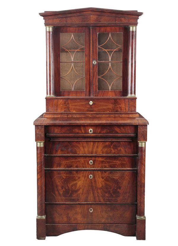 A CONTINENTAL MAHOGANY BIEDERMEIER STYLE BOOKCASE