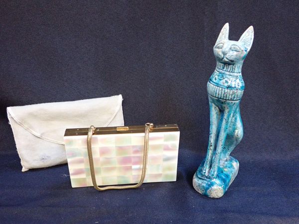 AN ANCIENT EGYPTIAN STYLE FAIENCE CAT