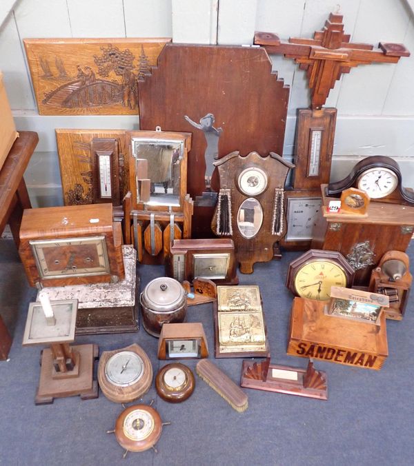 A 1930s OAK CLOTHES BRUSH SET