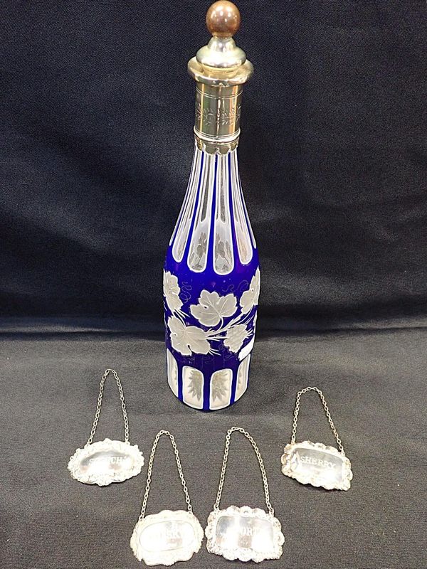 FOUR SILVER DECANTER LABELS