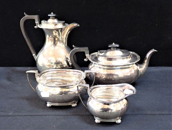 A SILVER-PLATED FOUR-PIECE TEA SERVICE