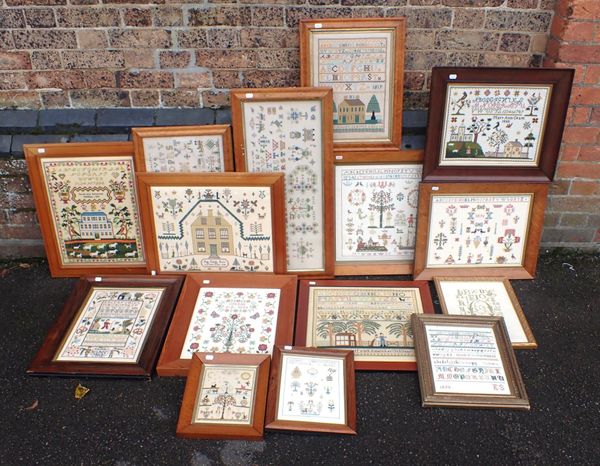 A COLLECTION OF FIFTEEN FRAMED SAMPLERS