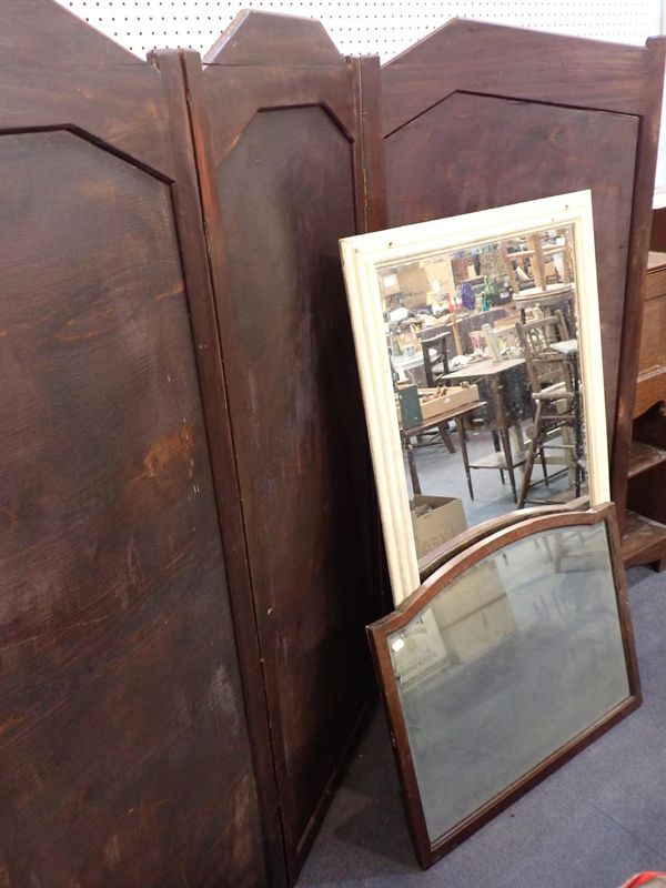 A WALL MIRROR WITH PAINTED FRAME