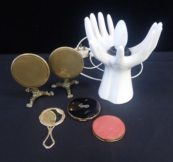 TWO 19TH CENTURY MINIATURE BRASS TILT-TOP TABLE STANDS