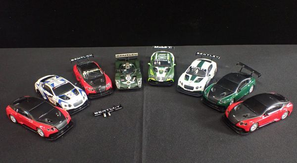 EIGHT UNBOXED SCALEXTRIC 'BENTLEY' RACING CARS