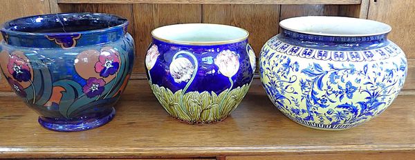 A MAJOLICA JARDINIERE BY WILHELM SCHILLER & SON