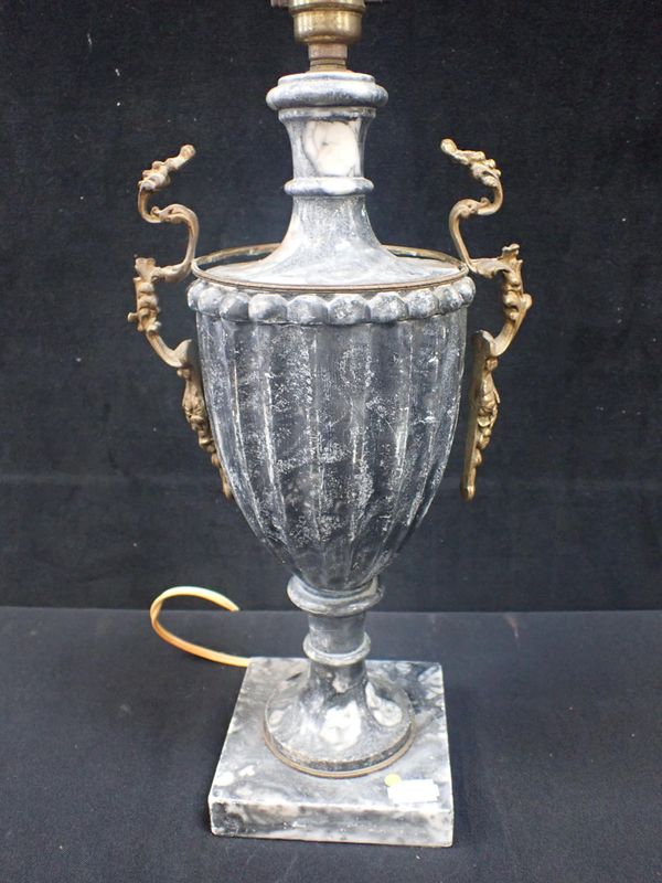 A MARBLE TABLE LAMP, OF URN FORM